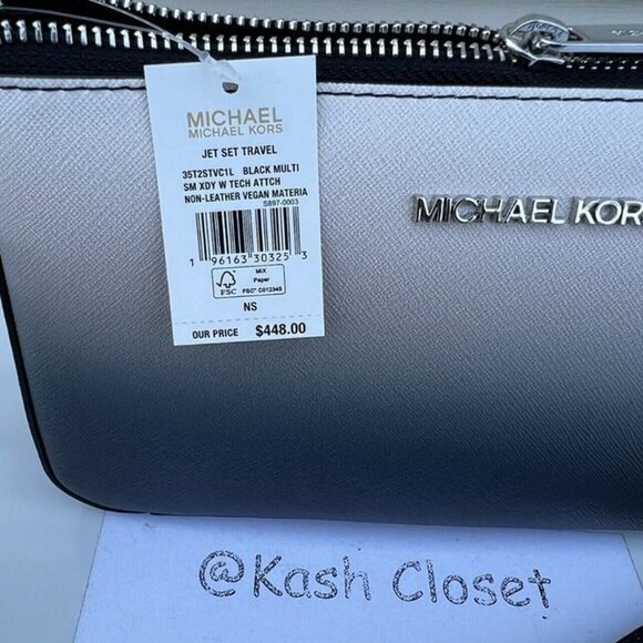 Michael Kors crossbody tech attach with adjustable strap ombre black multi - Picture 5 of 12